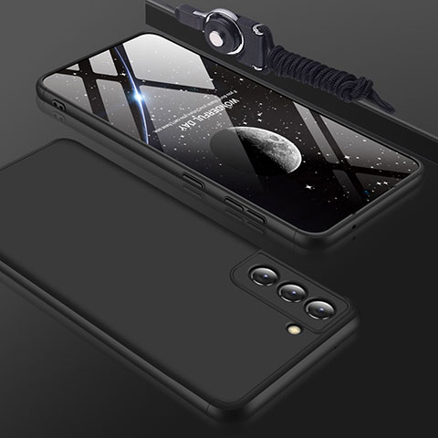 Samsung Galaxy S21 5G用ハードケース プラスチック 質感もマット 前面と背面 360度 フルカバー サムスン ブラック