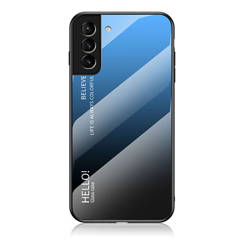 Samsung Galaxy S21 FE 5G用ハイブリットバンパーケース プラスチック 鏡面 虹 グラデーション 勾配色 カバー M02 サムスン ネイビー