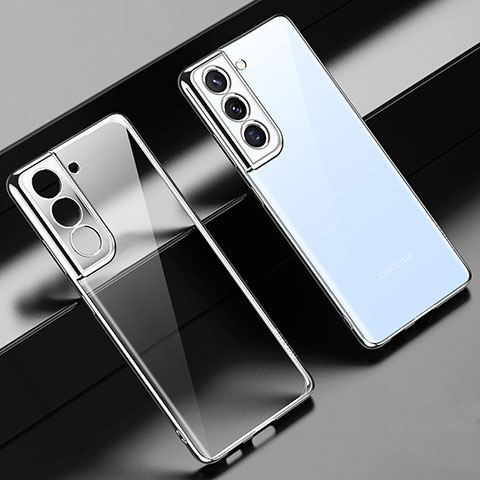 Samsung Galaxy S21 FE 5G用極薄ソフトケース シリコンケース 耐衝撃 全面保護 クリア透明 H08 サムスン シルバー