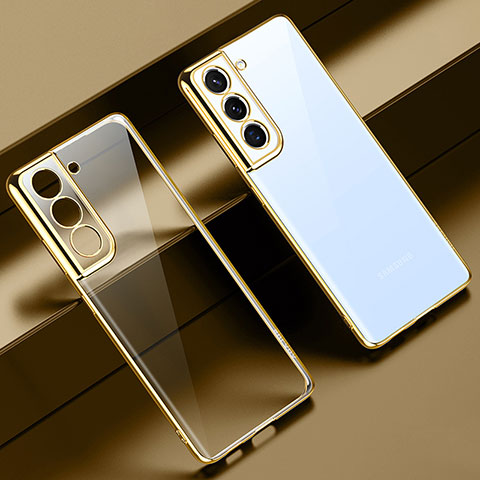 Samsung Galaxy S21 FE 5G用極薄ソフトケース シリコンケース 耐衝撃 全面保護 クリア透明 H08 サムスン ゴールド