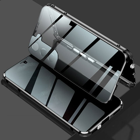 Samsung Galaxy S21 FE 5G用ケース 高級感 手触り良い アルミメタル 製の金属製 360度 フルカバーバンパー 鏡面 カバー M02 サムスン ブラック