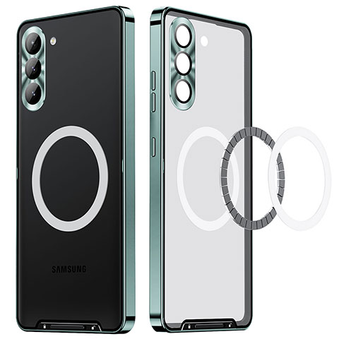 Samsung Galaxy S21 FE 5G用ケース 高級感 手触り良い メタル兼プラスチック バンパー Mag-Safe 磁気 Magnetic LC1 サムスン グリーン
