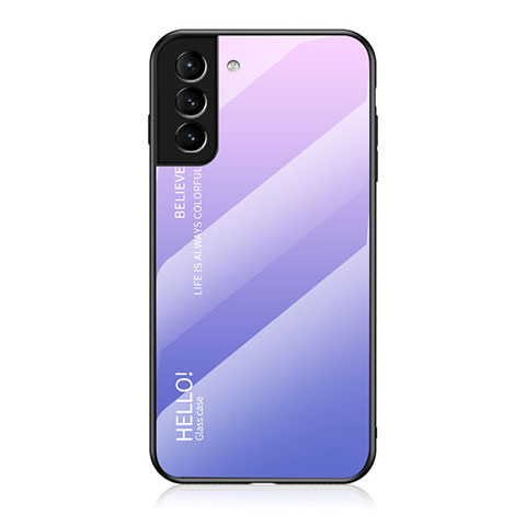 Samsung Galaxy S21 Plus 5G用ハイブリットバンパーケース プラスチック 鏡面 虹 グラデーション 勾配色 カバー M02 サムスン ラベンダー