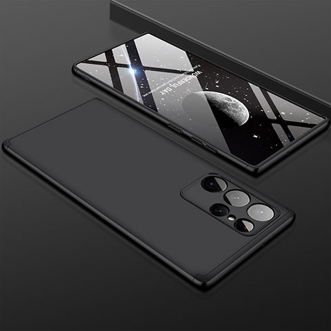 Samsung Galaxy S21 Ultra 5G用ハードケース プラスチック 質感もマット 前面と背面 360度 フルカバー M02 サムスン ブラック