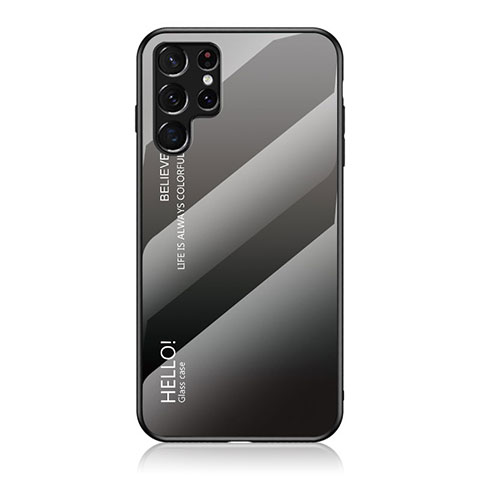 Samsung Galaxy S21 Ultra 5G用ハイブリットバンパーケース プラスチック 鏡面 虹 グラデーション 勾配色 カバー M02 サムスン グレー