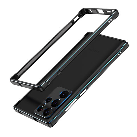 Samsung Galaxy S21 Ultra 5G用ケース 高級感 手触り良い アルミメタル 製の金属製 バンパー カバー A01 サムスン ネイビー・ブラック