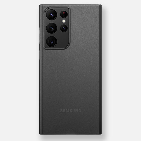 Samsung Galaxy S21 Ultra 5G用極薄ケース クリア透明 プラスチック 質感もマットH02 サムスン ブラック