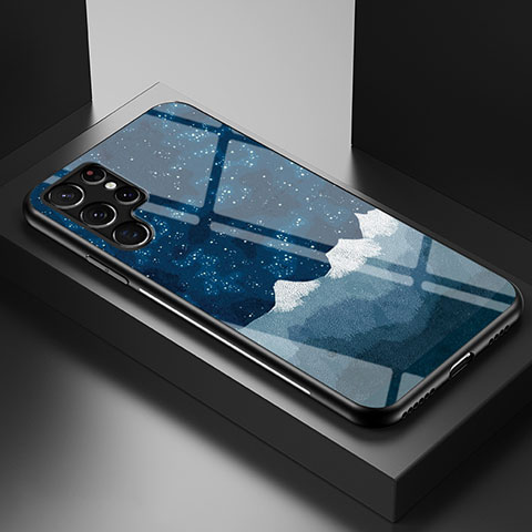Samsung Galaxy S21 Ultra 5G用ハイブリットバンパーケース プラスチック 星空 鏡面 カバー S01 サムスン ネイビー