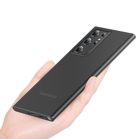 Samsung Galaxy S21 Ultra 5G用極薄ケース クリア透明 プラスチック 質感もマットH01 サムスン ブラック