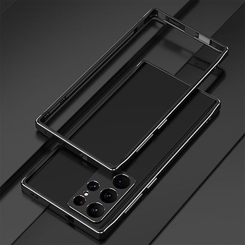 Samsung Galaxy S21 Ultra 5G用ケース 高級感 手触り良い アルミメタル 製の金属製 バンパー カバー T01 サムスン ブラック