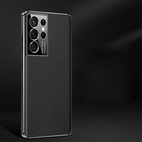 Samsung Galaxy S21 Ultra 5G用ケース 高級感 手触り良いレザー柄 C10 サムスン ブラック