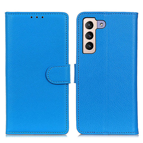 Samsung Galaxy S22 5G用手帳型 レザーケース スタンド カバー A03D サムスン ブルー