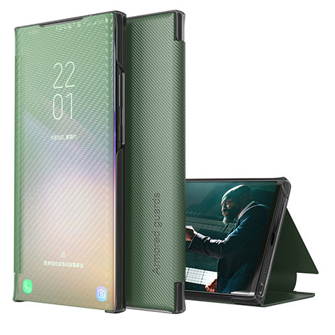 Samsung Galaxy S22 5G用手帳型 レザーケース スタンド カバー ZL1 サムスン グリーン