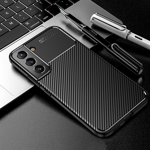 Samsung Galaxy S22 Plus 5G用シリコンケース ソフトタッチラバー ツイル カバー S01 サムスン ブラック