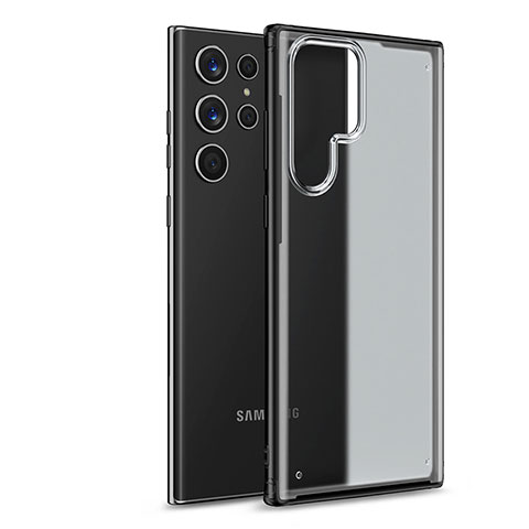 Samsung Galaxy S22 Ultra 5G用ハイブリットバンパーケース クリア透明 プラスチック カバー M02 サムスン ブラック