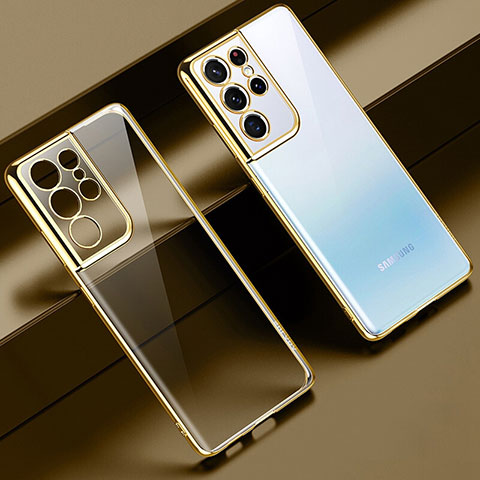 Samsung Galaxy S22 Ultra 5G用極薄ソフトケース シリコンケース 耐衝撃 全面保護 クリア透明 H08 サムスン ゴールド