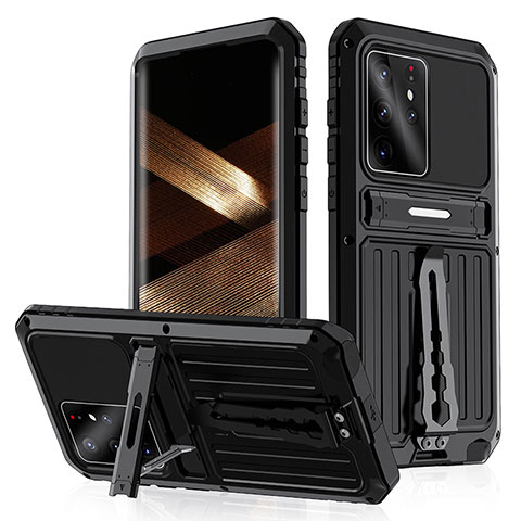 Samsung Galaxy S22 Ultra 5G用360度 フルカバー ケース 高級感 手触り良い アルミメタル 製の金属製 LK2 サムスン ブラック