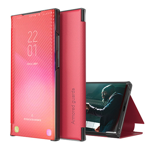 Samsung Galaxy S23 Plus 5G用手帳型 レザーケース スタンド カバー ZL1 サムスン レッド