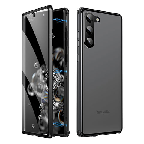 Samsung Galaxy S23 Plus 5G用ケース 高級感 手触り良い アルミメタル 製の金属製 360度 フルカバーバンパー 鏡面 カバー LK1 サムスン ブラック