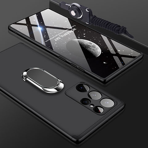 Samsung Galaxy S23 Ultra 5G用ハードケース プラスチック 質感もマット 前面と背面 360度 フルカバー M01 サムスン ブラック