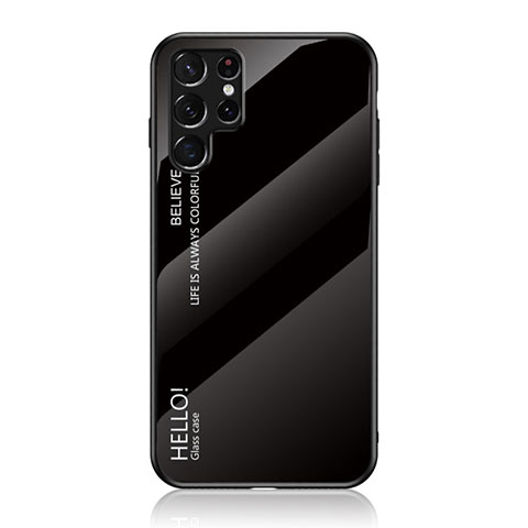 Samsung Galaxy S23 Ultra 5G用ハイブリットバンパーケース プラスチック 鏡面 虹 グラデーション 勾配色 カバー M02 サムスン ブラック