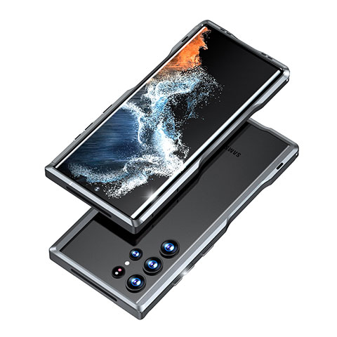 Samsung Galaxy S23 Ultra 5G用ケース 高級感 手触り良い アルミメタル 製の金属製 バンパー カバー A03 サムスン グレー
