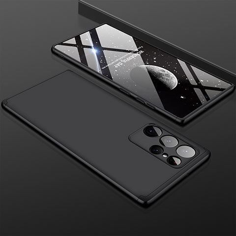 Samsung Galaxy S23 Ultra 5G用ハードケース プラスチック 質感もマット 前面と背面 360度 フルカバー サムスン ブラック