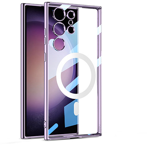 Samsung Galaxy S23 Ultra 5G用極薄ソフトケース シリコンケース 耐衝撃 全面保護 クリア透明 カバー Mag-Safe 磁気 Magnetic AC1 サムスン パープル