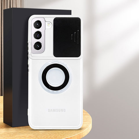 Samsung Galaxy S24 5G用極薄ソフトケース シリコンケース 耐衝撃 全面保護 クリア透明 アンド指輪 S01 サムスン ブラック