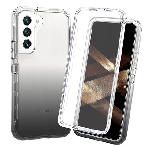 Samsung Galaxy S24 5G用前面と背面 360度 フルカバー 極薄ソフトケース シリコンケース 耐衝撃 全面保護 バンパー 勾配色 透明 サムスン ブラック