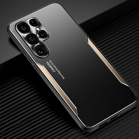 Samsung Galaxy S24 Ultra 5G用ケース 高級感 手触り良い アルミメタル 製の金属製 兼シリコン カバー M03 サムスン ゴールド