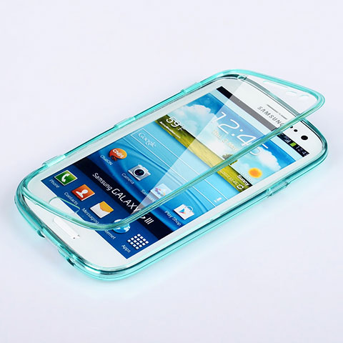 Samsung Galaxy S3 III LTE 4G用ソフトケース フルカバー クリア透明 サムスン ブルー