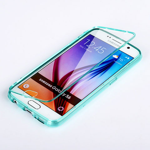 Samsung Galaxy S6 Duos SM-G920F G9200用ソフトケース フルカバー クリア透明 サムスン ブルー