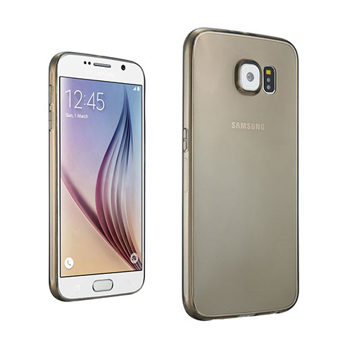 Samsung Galaxy S6 Duos SM-G920F G9200用極薄ソフトケース シリコンケース 耐衝撃 全面保護 クリア透明 サムスン グレー
