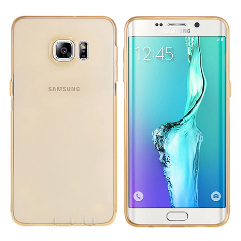 Samsung Galaxy S6 Edge+ Plus SM-G928F用極薄ソフトケース シリコンケース 耐衝撃 全面保護 クリア透明 T04 サムスン ゴールド