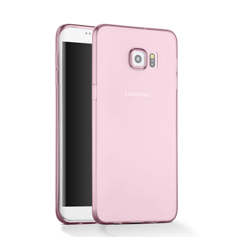 Samsung Galaxy S6 Edge SM-G925用極薄ソフトケース シリコンケース 耐衝撃 全面保護 クリア透明 サムスン ピンク