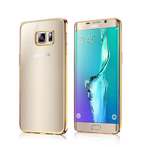 Samsung Galaxy S6 Edge SM-G925用バンパーケース クリア透明 サムスン ゴールド