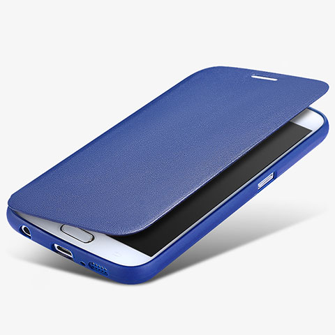 Samsung Galaxy S6 SM-G920用手帳型 レザーケース スタンド サムスン ネイビー
