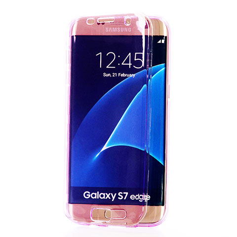 Samsung Galaxy S7 Edge G935F用ソフトケース フルカバー クリア透明 サムスン パープル