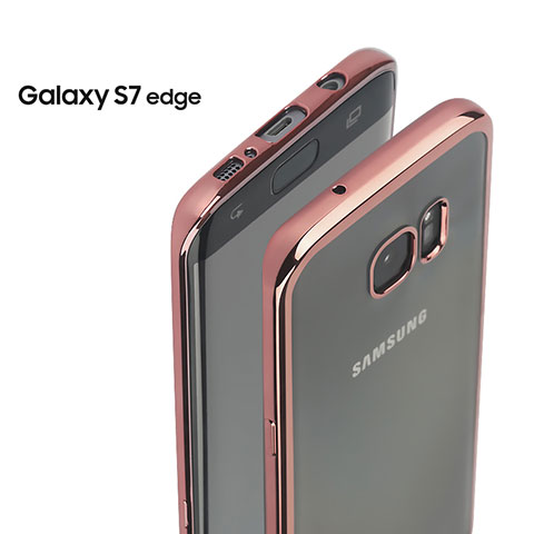 Samsung Galaxy S7 Edge G935F用バンパーケース クリア透明 サムスン ローズゴールド