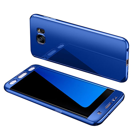 Samsung Galaxy S7 Edge G935F用ハードケース プラスチック 質感もマット 前面と背面 360度 フルカバー サムスン ネイビー