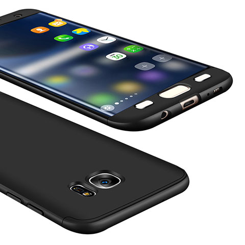 Samsung Galaxy S7 Edge G935F用ハードケース プラスチック 質感もマット 前面と背面 360度 フルカバー M01 サムスン ブラック