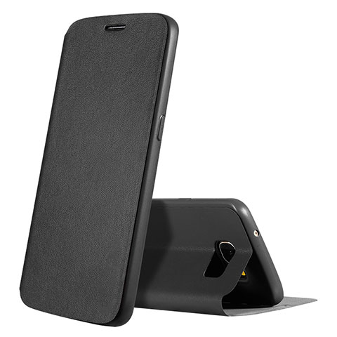 Samsung Galaxy S7 Edge G935F用手帳型 レザーケース スタンド カバー L01 サムスン ブラック