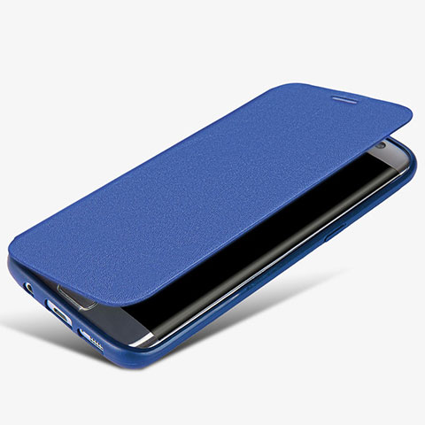 Samsung Galaxy S7 Edge G935F用手帳型 レザーケース スタンド L02 サムスン ネイビー