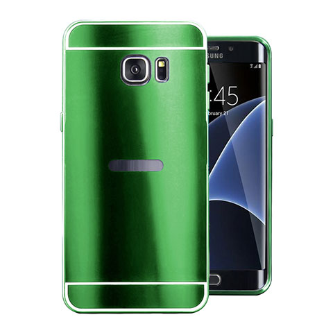Samsung Galaxy S7 Edge G935F用ケース 高級感 手触り良い アルミメタル 製の金属製 カバー サムスン グリーン