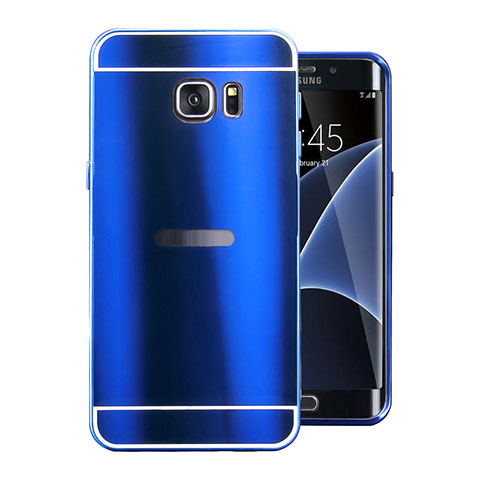 Samsung Galaxy S7 Edge G935F用ケース 高級感 手触り良い アルミメタル 製の金属製 カバー サムスン ネイビー