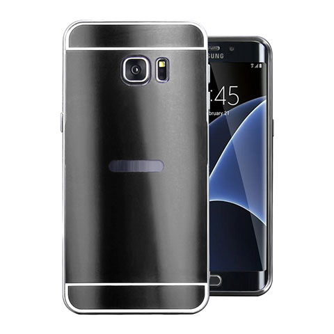 Samsung Galaxy S7 Edge G935F用ケース 高級感 手触り良い アルミメタル 製の金属製 カバー サムスン ブラック