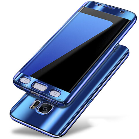 Samsung Galaxy S7 Edge G935F用ハードケース プラスチック 質感もマット 前面と背面 360度 フルカバー P01 サムスン ネイビー