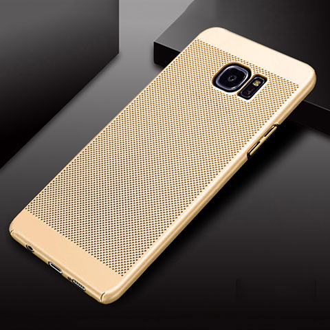 Samsung Galaxy S7 Edge G935F用ハードケース プラスチック メッシュ デザイン カバー サムスン ゴールド