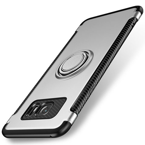 Samsung Galaxy S7 Edge G935F用ハイブリットバンパーケース プラスチック アンド指輪 マグネット式 サムスン シルバー